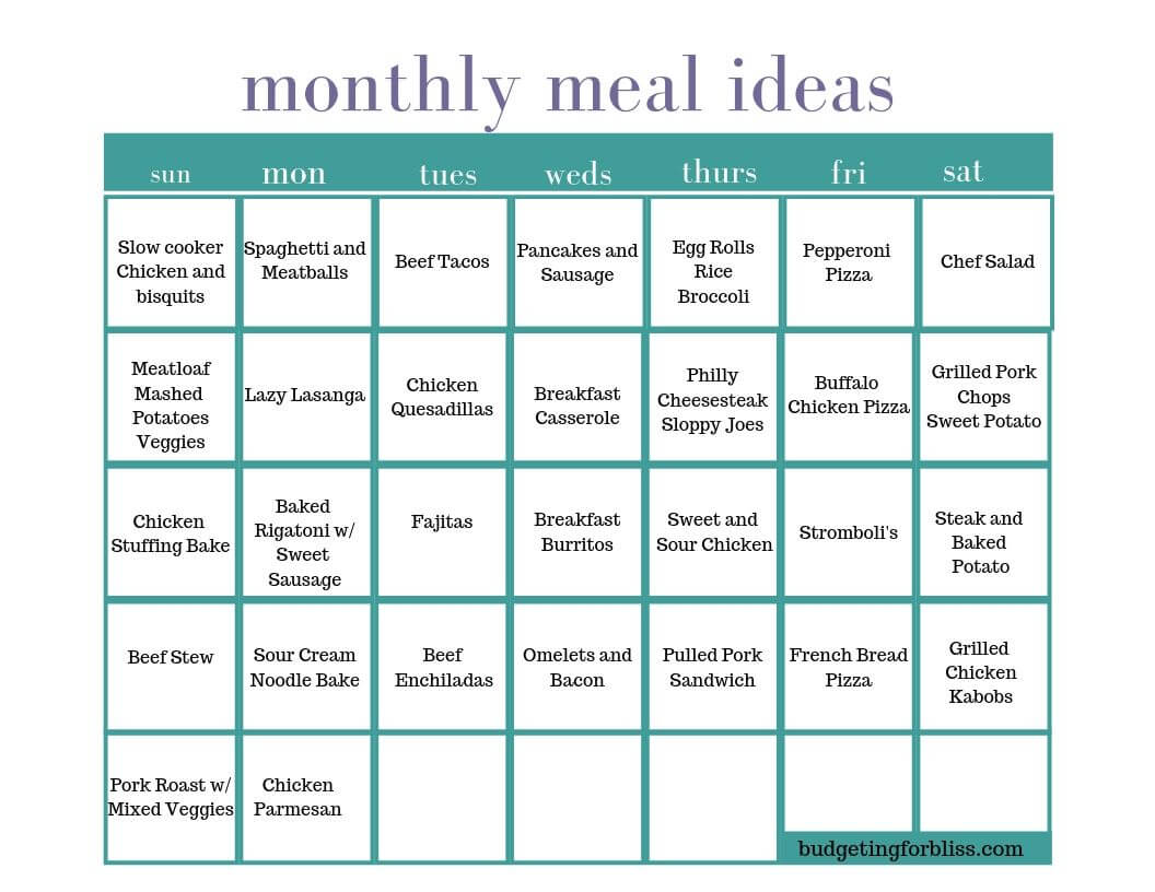 Make A Monthly Meal Plan That Your Budget Will Appreciate